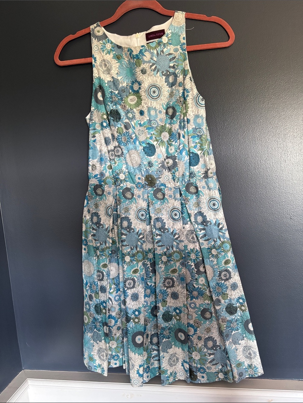 Lord & Taylor Blue Floral Midi Dress